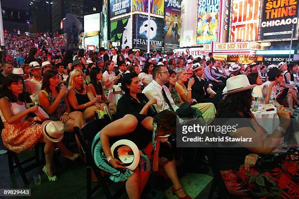 "Mad Men" season 3 premieres on the big screen In Times Square on August 16, 2009 in New York City.