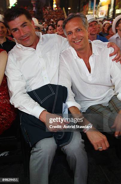 Bryan Batt and Tom Cianfichi attend the "Mad Men" season 3 premiere on the big screen In Times Square on August 16, 2009 in New York City.