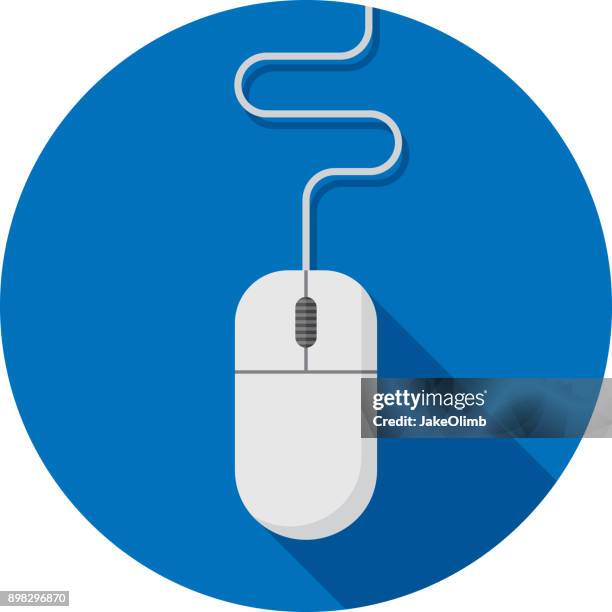 computer mouse icon flat - clicker stock illustrations