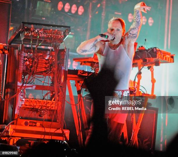 Keith Flint of The Prodigy performs on Day 3 of the Sziget Festival on August 14, 2009 in Budapest, Hungary.