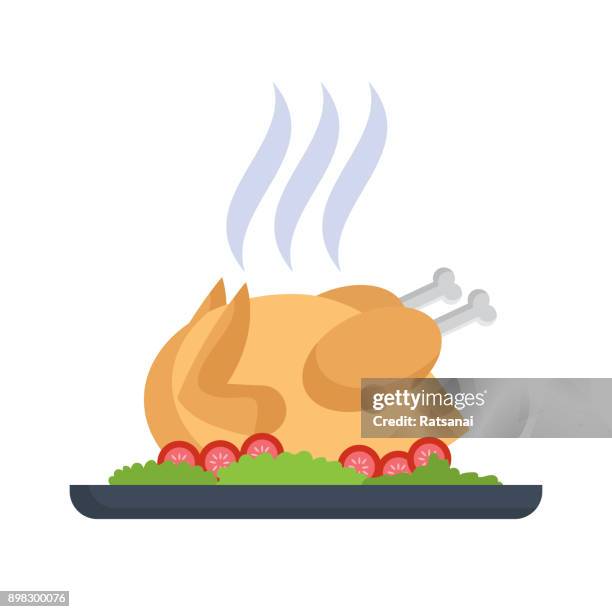 roast chicken - roasted chicken stock illustrations