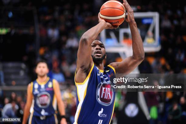 Trevor Mbakwe of Fiat in action during the LBA LegaBasket of serie A match between Virtus Segafredo Bologna and Auxilium Fiat Torino at PalaDozza on...