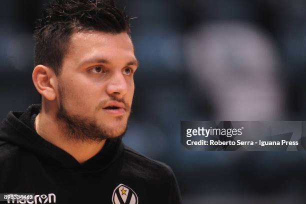 Alessandro Gentile of Segafredo looks over during the warm up before the LBA LegaBasket of serie A match between Virtus Segafredo Bologna and...