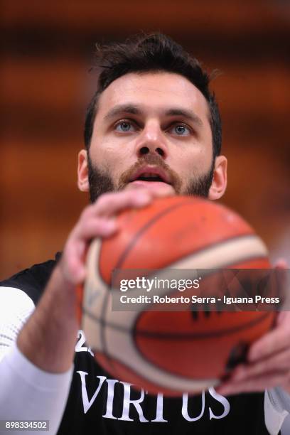 Stefano Gentile of Segafredo in action during the warm up before the LBA LegaBasket of serie A match between Virtus Segafredo Bologna and Auxilium...