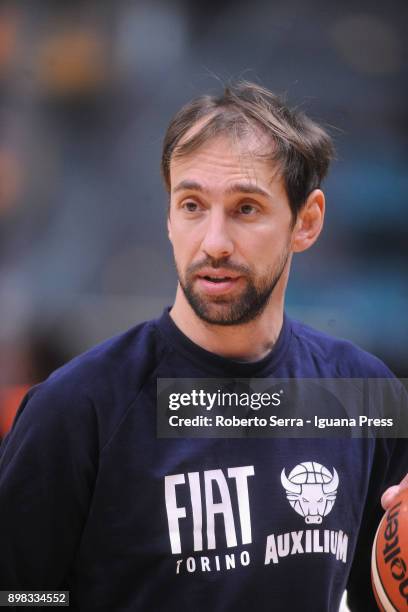 Giuseppe Poeta of Fiat looks over during the LBA LegaBasket of serie A match between Virtus Segafredo Bologna and Auxilium Fiat Torino at PalaDozza...