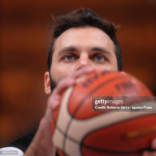 Stefano Gentile of Segafredo in action during the warm up before the LBA LegaBasket of serie A match between Virtus Segafredo Bologna and Auxilium...