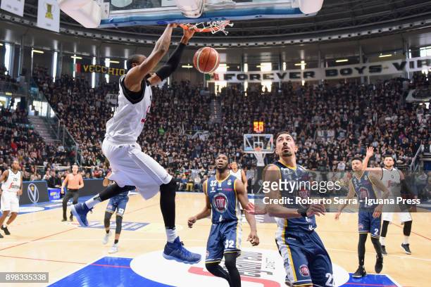 Marcus Slaughter of Segafredo competes with Trevor Mbakwe and Valerio Mazzola and Diante Maurice Garrett of Fiat during the LBA LegaBasket of serie A...