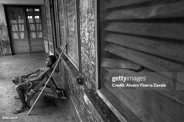 Outside Zemio hospital. Testing and prevention against the sleeping sickness, human African trypanosomiasis, a parasitic disease caused by a...