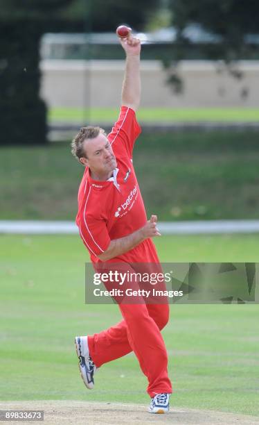 Ashes Legend Phil Tufnell of England in action during the Betfair Cricket 6 a side Challenge at the Hurlingham Club on August 17, 2009 in London,...