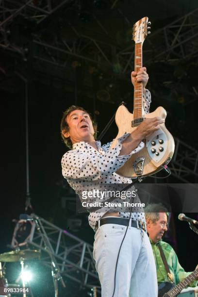 Steve Diggle and Pete Shelley of The Buzzcocks perform on stage on day 1 of Fairport's Cropredy Convention at Cropredy on August 13, 2009 in Banbury,...