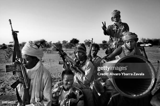 Child soldier members of the SLA guerrillas, one of the rebel groups fighting against the Sudanese goverment in Khartoum.