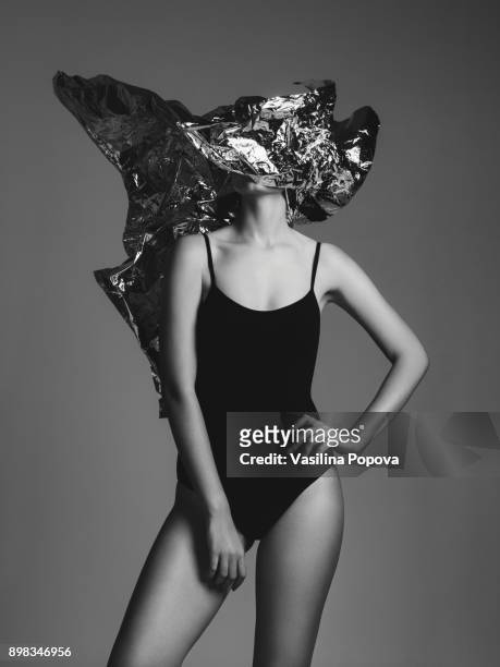 woman covered with foil - swimsuit models girls stock pictures, royalty-free photos & images