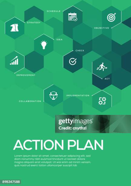 action plan. brochure template layout, cover design - business strategy presentation stock illustrations