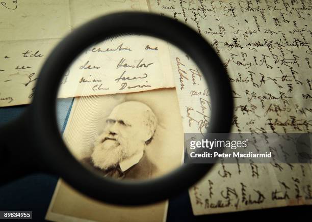 Original letters from Charles Darwin are displayed at the Herbaruim library on March 25, 2009 at the Royal Botanic Gardens, Kew in London. Darwin...