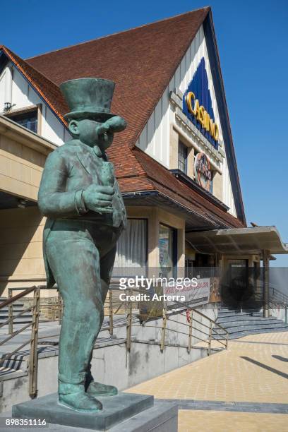 Sculpture of Nero, comic strip character by Belgian comic book creator Marc Sleen in front of Casino at Middelkerke, West Flanders, Belgium.