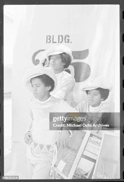 American singer Michael Jackson and part of the Jackson Five at the ABC Studios, 9th July 1971.