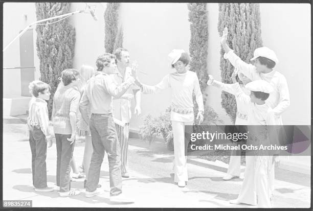 American singer Michael Jackson and the Jackson Five meet the Brady Bunch at the ABC Studios, 9th July 1971.