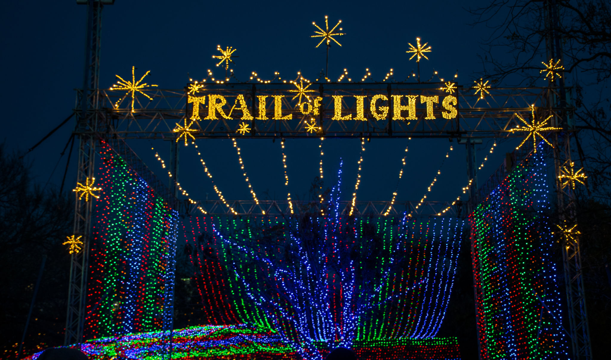 The entrance to the Austin , Texas Trail of lights the ultimate in Christmas holiday fun The entrance to the Austin , Texas Trail of lights the ultimate in Christmas holiday fun