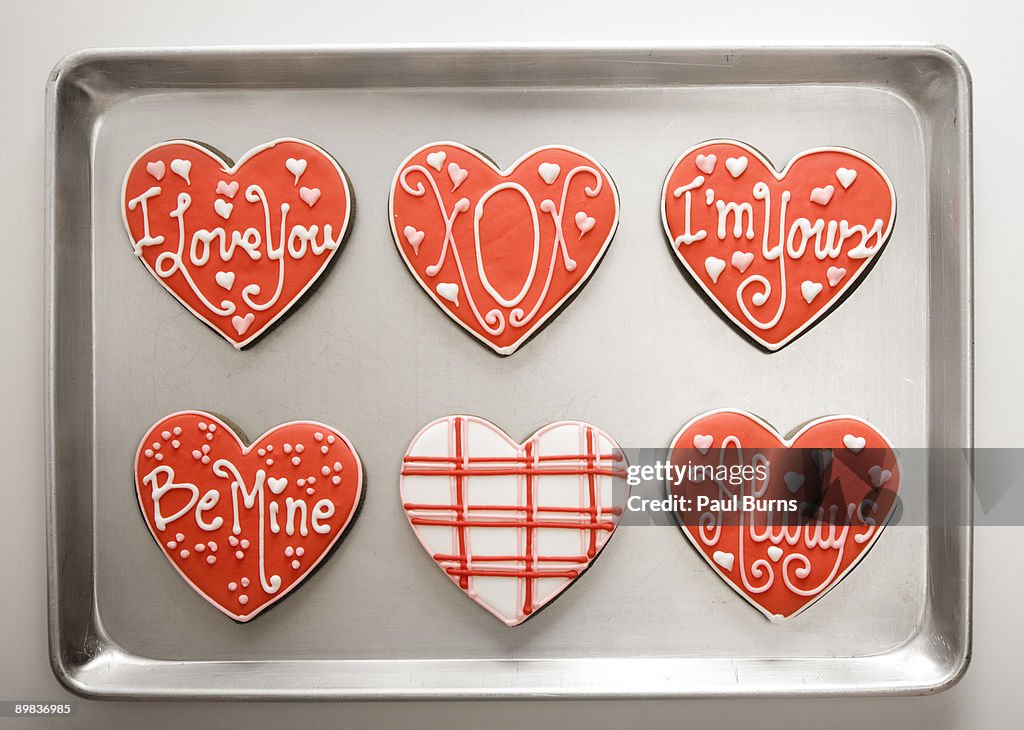 Heart-Shaped Cookies on Baking Tray