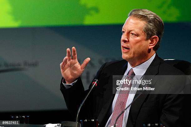 Former Vice President Al Gore speaks during the National Clean Energy Summit 2.0 at the Cox Pavilion at UNLV August 10, 2009 in Las Vegas, Nevada....