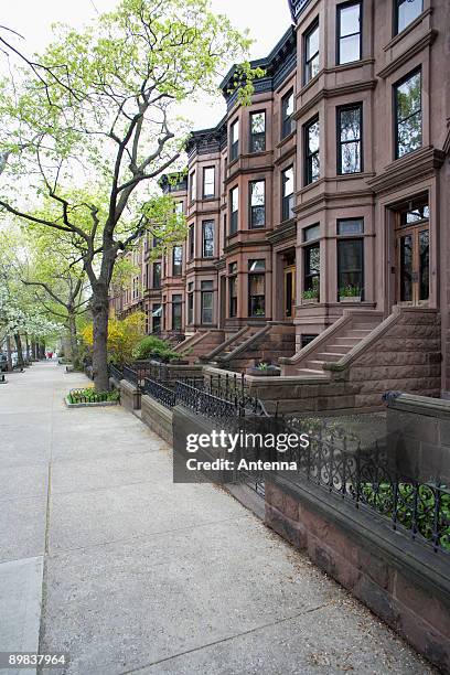 brownstone townhouses, brooklyn, new york city - brooklyn brownstone stock pictures, royalty-free photos & images