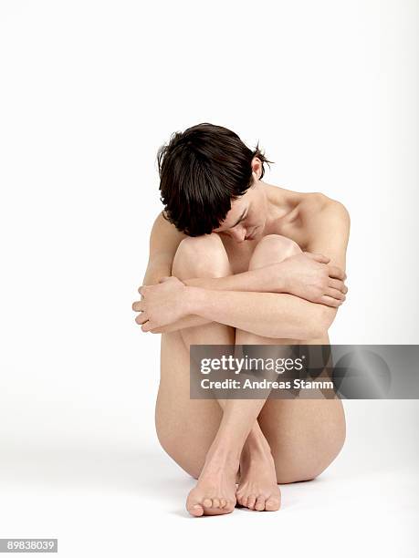 a naked woman sitting - love woman photos et images de collection