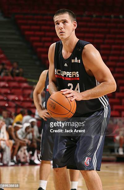 Nik Caner-Medley of the Los Angeles Clippers shoots a free throw against the Phoenix Suns during the NBA Summer League presented by EA Sports on July...