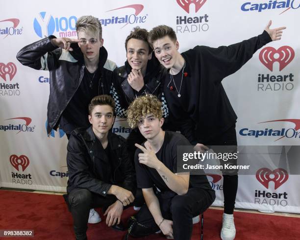 Why Don't We arrives at the IHeartRadio Jingle Ball 2017 at BB&T Center on December 17, 2017 in Sunrise, Florida.
