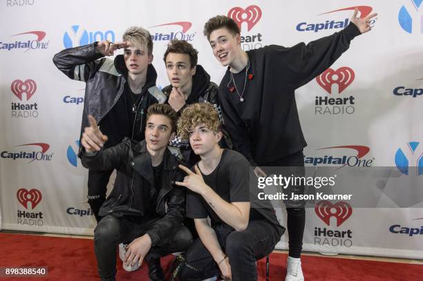 Why Don't We arrives at the IHeartRadio Jingle Ball 2017 at BB&T Center on December 17, 2017 in Sunrise, Florida.