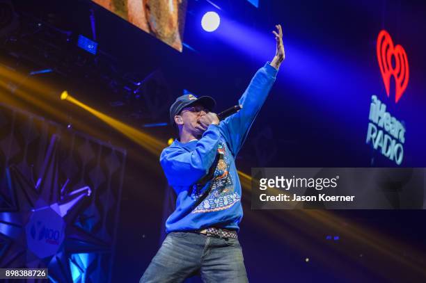 Logic performs on stage at the IHeartRadio Jingle Ball 2017 at BB&T Center on December 17, 2017 in Sunrise, Florida.