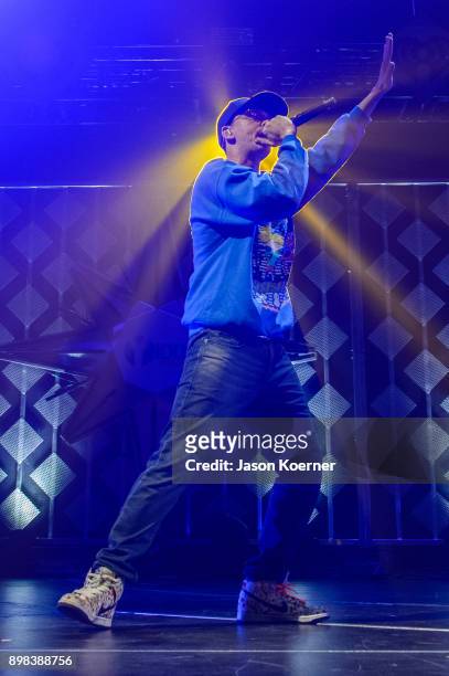 Logic performs on stage at the IHeartRadio Jingle Ball 2017 at BB&T Center on December 17, 2017 in Sunrise, Florida.