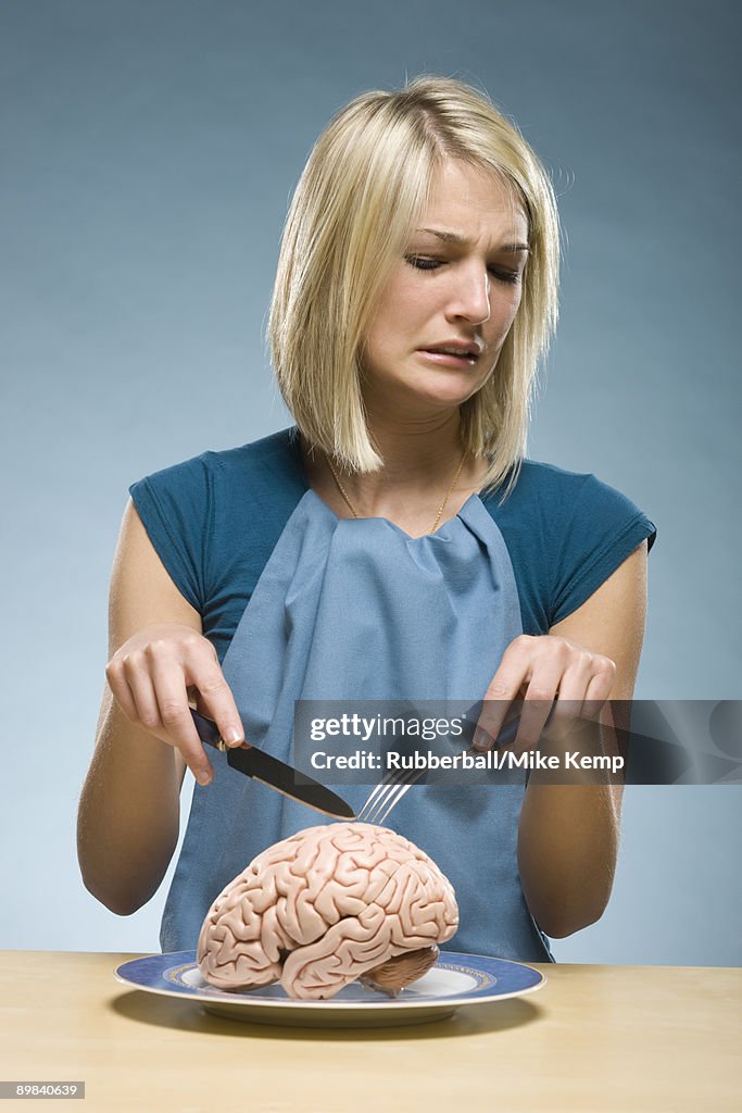 Woman eating brain food