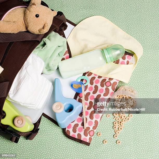 diaper bag spilled over - diaper bag stockfoto's en -beelden