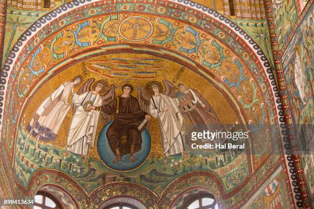 mosaic of christ astride the world - basilica of san vitale stock-fotos und bilder
