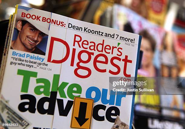 Copy of Reader's Digest magazine is displayed on a rack at a grocery store August 17, 2009 in San Anselmo, California. Citing weak advertising...