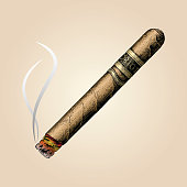 Cigar hand drawing vintage style