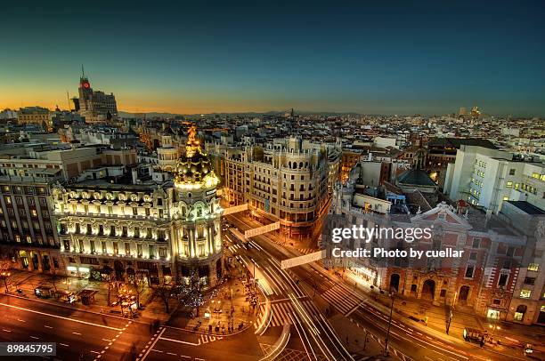 madrid cityscape - madrid christmas stock pictures, royalty-free photos & images