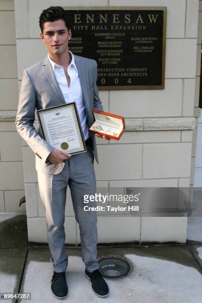 Sean O'Pry attends a proclamation ceremony at City Hall on August 17, 2009 in Kennesaw, Georgia.