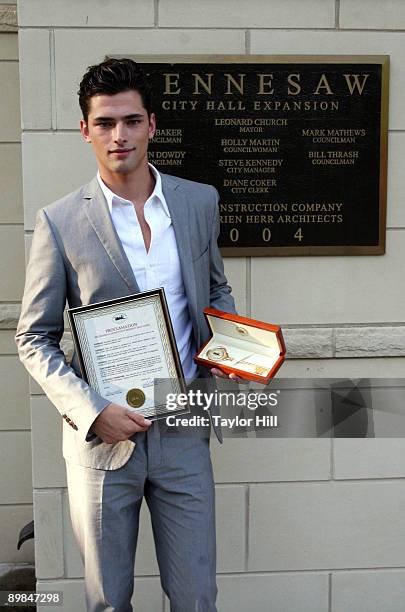 Sean O'Pry attends a proclamation ceremony at City Hall on August 17, 2009 in Kennesaw, Georgia.