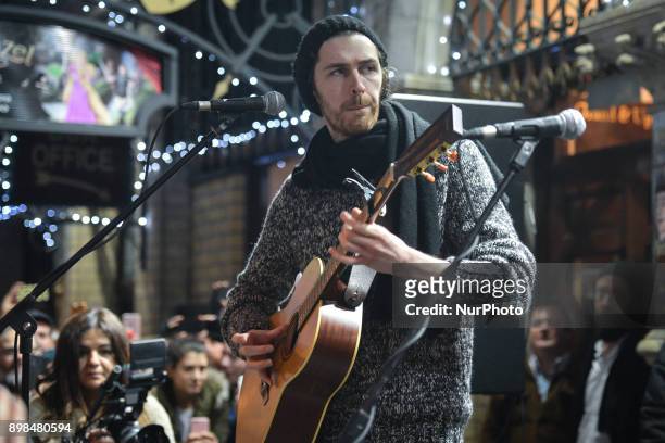 Hozier takes part in the annual Christmas Eve busk in aid of the Dublin Simon Community outside the Gaiety Theater in Dublin. Hundreds attended the...