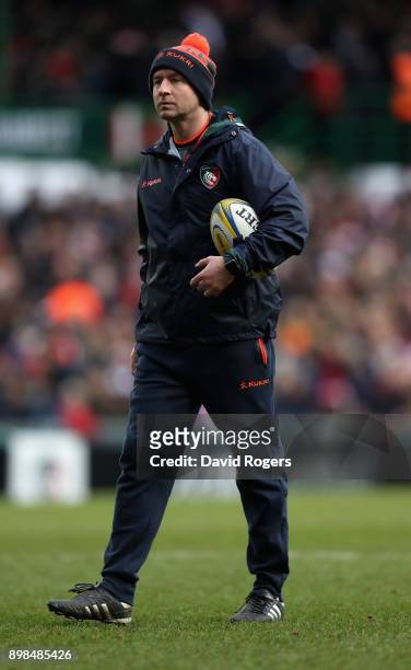 Geordan Murphy, the Leicester Tigers assistant coach looks on during the Aviva Premiership match between Leicester Tigers and Saracens at Welford...