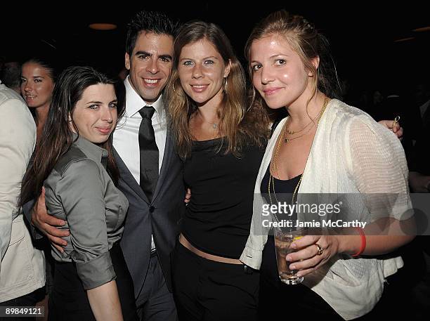 Actress Heather Matarazzo,Actor Eli Roth,Carolyn Murphy and Stephanie Bauman attend the after party for The Cinema Society & Hugo Boss screening of...