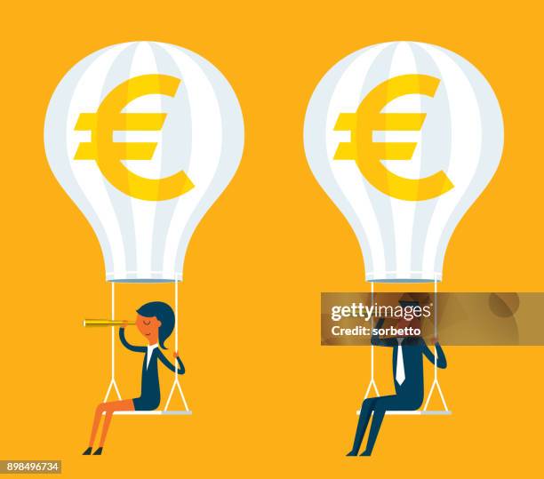 bitcoin - hot air balloon - eurozone stock illustrations