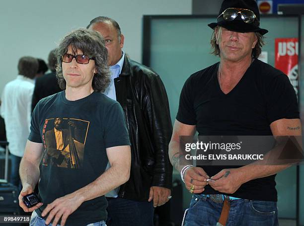 Hollywood US actor, Mickey Rourke arrives at Sarajevo International Airport, on August 18, 2009. Rourke came to Sarajevo presenting his motion...