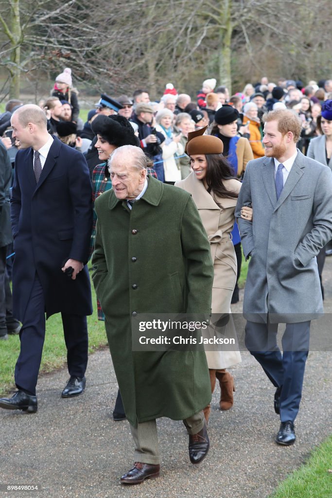 Members Of The Royal Family Attend St Mary Magdalene Church In Sandringham