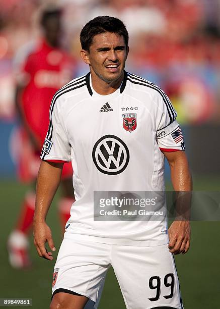 Forward Jaime Moreno of D.C. United follows the play during the match against the Toronto FC at BMO Field on August 15, 2009 in Toronto, Canada....