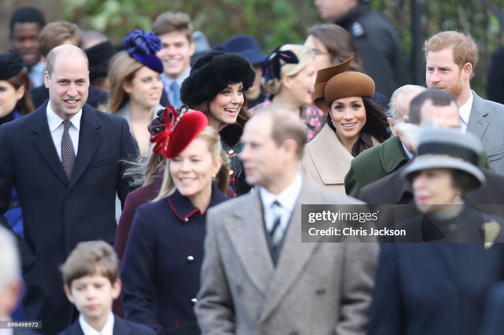 Members Of The Royal Family Attend St Mary Magdalene Church In Sandringham