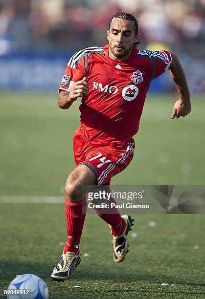 Midfielder Dwayne De Rosario of the Toronto FC chases the ball during the match against D.C. United at BMO Field on August 15, 2009 in Toronto,...