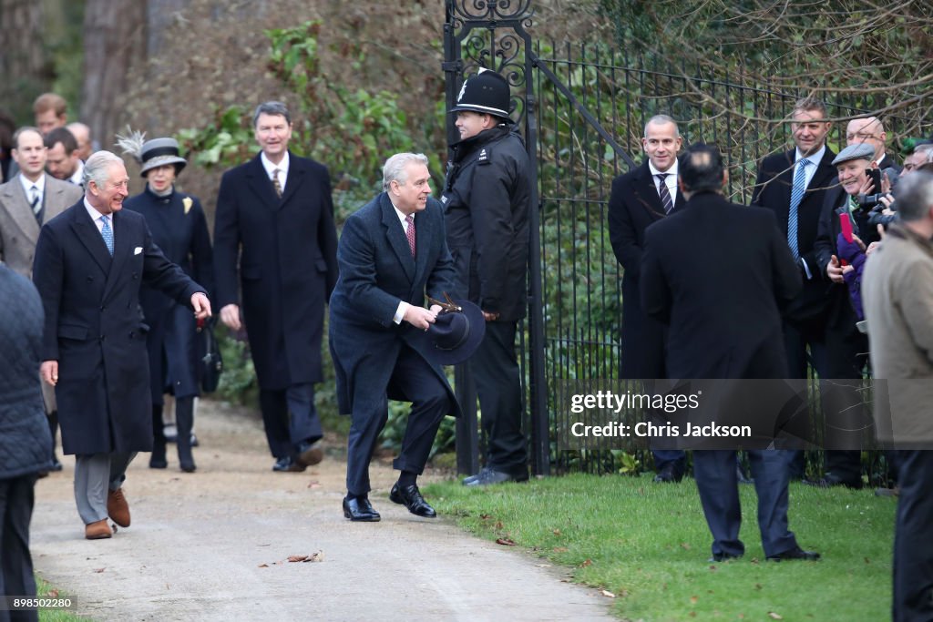 Members Of The Royal Family Attend St Mary Magdalene Church In Sandringham