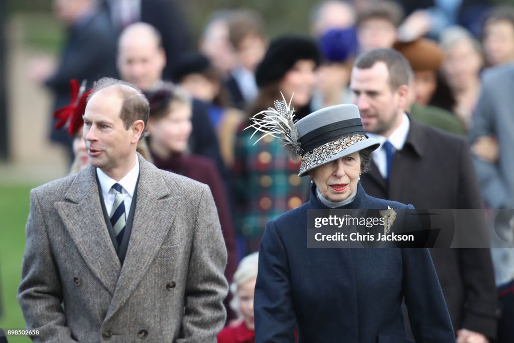 Members Of The Royal Family Attend St Mary Magdalene Church In Sandringham